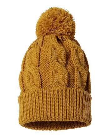 Photo de Tuque à pompon avec motif tressé et revers - Richardson - Camel - vue 1