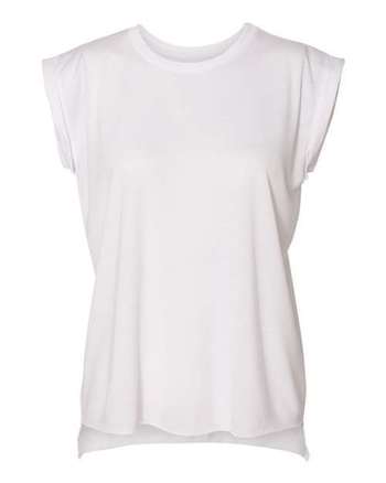 Photo de T-shirt fluide pour femmes avec manchettes roulées - BELLA + CANVAS - White - vue 3