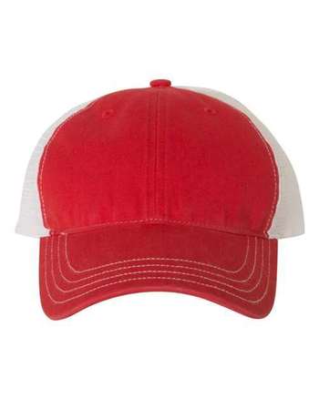 Photo of Garment-Washed Trucker Cap - Richardson - Red/ White - view 3