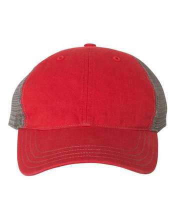 Photo of Garment-Washed Trucker Cap - Richardson - Red/ Charcoal - view 3