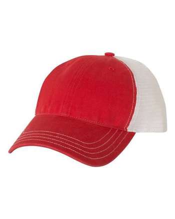 Photo of Garment-Washed Trucker Cap - Richardson - Red/ White - view 2