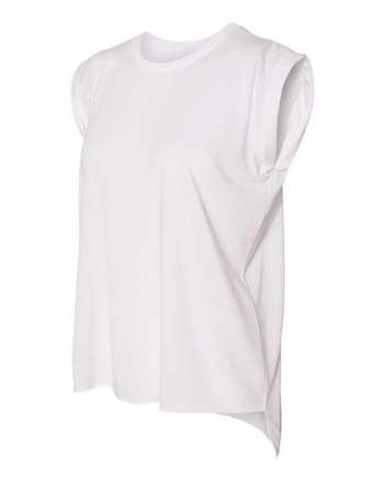 Photo de T-shirt fluide pour femmes avec manchettes roulées - BELLA + CANVAS - White - vue 2