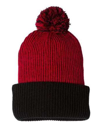 Photo of 12" Knit Speckled Pom-Pom Beanie - Sportsman - Red/ Black - view 1