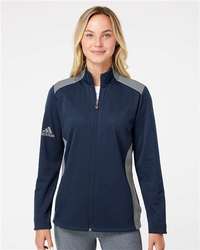 Photo de Veste zippée à texture et matériaux mixtes pour femmes - Adidas - Collegiate Navy/ Grey Three - vue 6