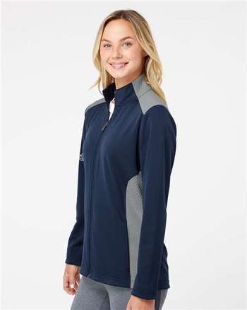 Photo de Veste zippée à texture et matériaux mixtes pour femmes - Adidas - Collegiate Navy/ Grey Three - vue 5