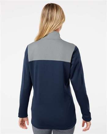 Photo de Veste zippée à texture et matériaux mixtes pour femmes - Adidas - Collegiate Navy/ Grey Three - vue 4