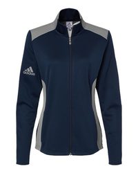 Photo de Veste zippée à texture et matériaux mixtes pour femmes - Adidas - Collegiate Navy/ Grey Three - vue 3