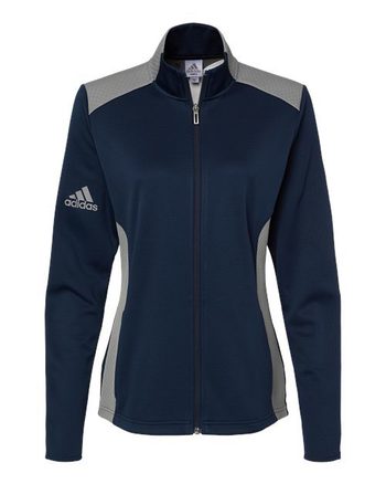 Photo de Veste zippée à texture et matériaux mixtes pour femmes - Adidas - Collegiate Navy/ Grey Three - vue 3