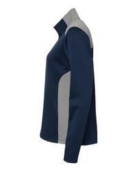 Photo de Veste zippée à texture et matériaux mixtes pour femmes - Adidas - Collegiate Navy/ Grey Three - vue 1