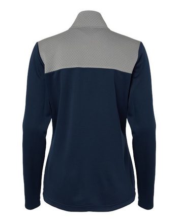 Photo de Veste zippée à texture et matériaux mixtes pour femmes - Adidas - Collegiate Navy/ Grey Three - vue 2