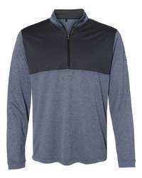 Photo de Pullover léger à col zippé quart de longueur - Adidas - Collegiate Navy Heather/ Carbon - vue 3