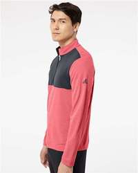 Photo de Pullover léger à col zippé quart de longueur - Adidas - Power Red Heather/ Carbon - vue 5