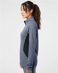 Photo de Pull à glissière quart zippé pour femme léger - Adidas - Collegiate Navy Heather/ Carbon - vue 5