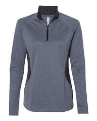Photo de Pull à glissière quart zippé pour femme léger - Adidas - Collegiate Navy Heather/ Carbon - vue 3