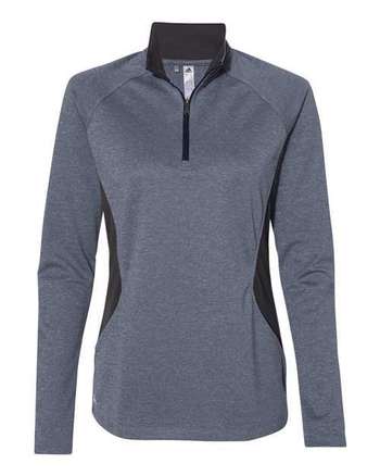 Photo de Pull à glissière quart zippé pour femme léger - Adidas - Collegiate Navy Heather/ Carbon - vue 3