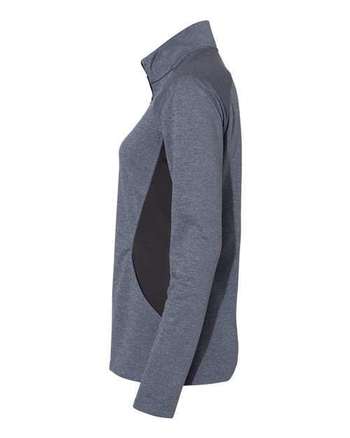 Photo de Pull à glissière quart zippé pour femme léger - Adidas - Collegiate Navy Heather/ Carbon - vue 1