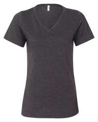 Photo de T-shirt décontracté pour femmes en CVC chiné avec col en V - BELLA + CANVAS - Dark Grey Heather - vue 3