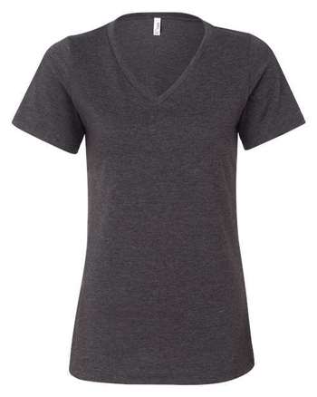 Photo of Women's Relaxed Heather CVC V-Neck Tee - BELLA + CANVAS - Dark Grey Heather - view 3