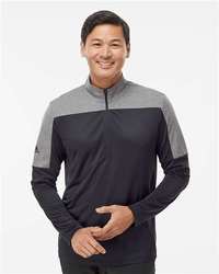 Photo de Pullover léger à quart de zip - Adidas - Black/ Grey Three Melange - vue 6