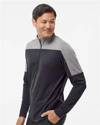 Photo de Pullover léger à quart de zip - Adidas - Black/ Grey Three Melange - vue 5