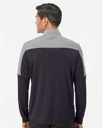 Photo de Pullover léger à quart de zip - Adidas - Black/ Grey Three Melange - vue 4