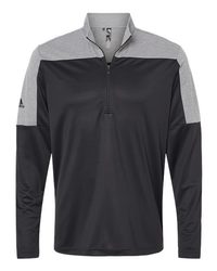 Photo de Pullover léger à quart de zip - Adidas - Black/ Grey Three Melange - vue 3