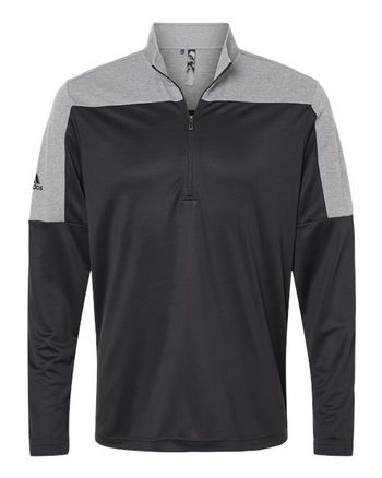 Photo de Pullover léger à quart de zip - Adidas - Black/ Grey Three Melange - vue 3