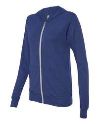 Photo of Triblend Lightweight Full-Zip Hooded Long Sleeve Tee - BELLA + CANVAS - Navy Triblend - view 2