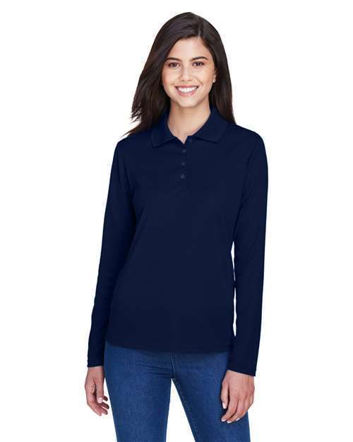Photo of Women's Pinnacle Performance Long Sleeve Piqué Polo - CORE365 - Classic Navy - view 5