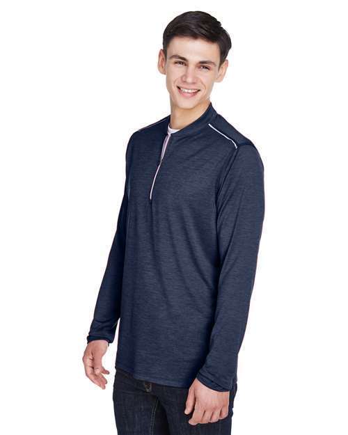 Photo of Tall Kinetic Performance Quarter-Zip Pullover - CORE365 - Classic Navy Heather/ Carbon - view 2