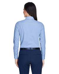 Photo of Women's Crown Collection® Banker Stripe Woven Dress Shirt - Devon & Jones - French Blue - view 3