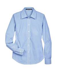 Photo of Women's Crown Collection® Banker Stripe Woven Dress Shirt - Devon & Jones - French Blue - view 2