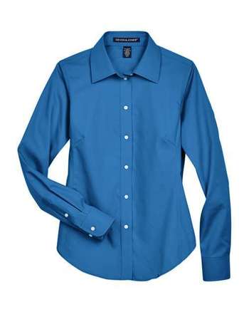 Photo of Women's Crown Collection® Oxford Woven Dress Shirt - Devon & Jones - French Blue - view 2