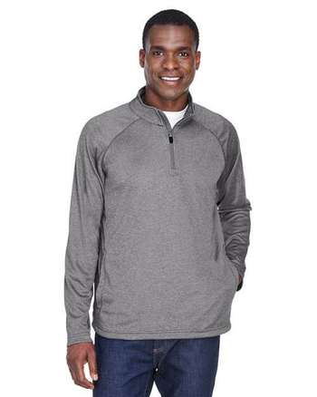 Photo of Stretch Tech-Shell® Compass Quarter-Zip Pullover - Devon & Jones - Dark Grey Heather - view 5