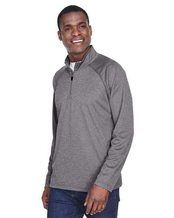 Photo of Stretch Tech-Shell® Compass Quarter-Zip Pullover - Devon & Jones - Dark Grey Heather - view 4