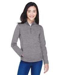 Photo of Women's Newbury Mélange Fleece Quarter-Zip Pullover - Devon & Jones - Dark Grey Heather - view 5