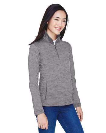 Photo of Women's Newbury Mélange Fleece Quarter-Zip Pullover - Devon & Jones - Dark Grey Heather - view 4
