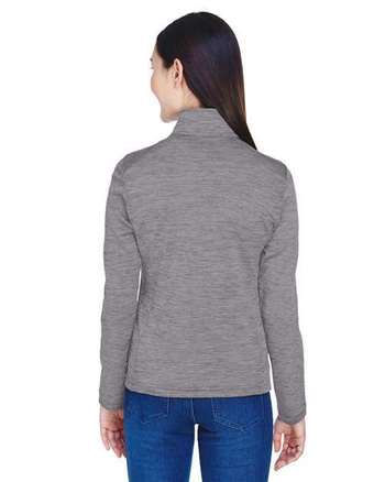 Photo of Women's Newbury Mélange Fleece Quarter-Zip Pullover - Devon & Jones - Dark Grey Heather - view 3