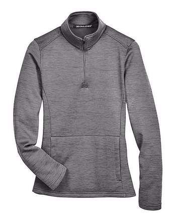 Photo of Women's Newbury Mélange Fleece Quarter-Zip Pullover - Devon & Jones - Dark Grey Heather - view 2