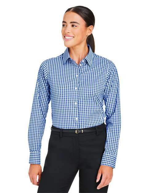Photo of Women's CrownLux Performance® Gingham Dress Shirt - Devon & Jones - French Blue/ White - view 6