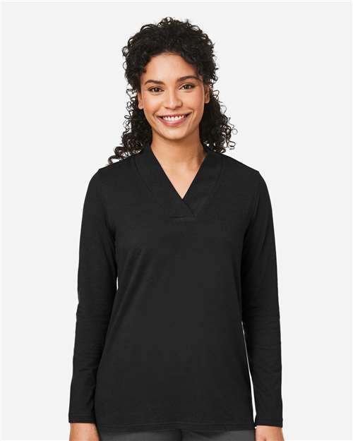 Photo of Women's Raleigh Shawl Collar Knit Top - Devon & Jones - Black - view 6