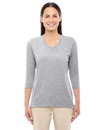 Photo of Women's Perfect Fit™ Bracelet-Length V-Neck Top - Devon & Jones - GREY HEATHER - view 3