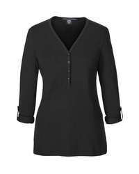Photo of Women's Perfect Fit™ Y-Placket Convertible Sleeve Knit Top - Devon & Jones - Charity Pink - view 1