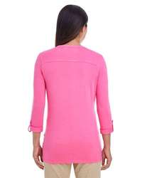 Photo of Women's Perfect Fit™ Y-Placket Convertible Sleeve Knit Top - Devon & Jones - Charity Pink - view 2