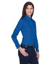 Photo of Women's Easy Blend™ Long Sleeve Twill Dress Shirt with Stain-Release - Harriton - French Blue - view 4
