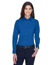 Photo of Women's Easy Blend™ Long Sleeve Twill Dress Shirt with Stain-Release - Harriton - French Blue - view 5