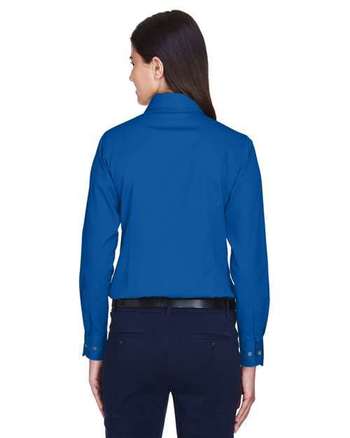 Photo of Women's Easy Blend™ Long Sleeve Twill Dress Shirt with Stain-Release - Harriton - French Blue - view 3