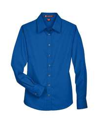 Photo of Women's Easy Blend™ Long Sleeve Twill Dress Shirt with Stain-Release - Harriton - French Blue - view 2