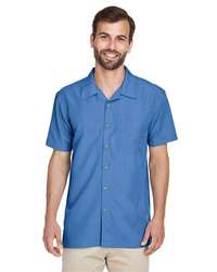Photo of Barbados Textured Camp Shirt - Harriton - POOL BLUE - view 5