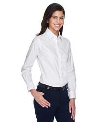 Photo of Women's Long Sleeve Oxford Dress Shirt - Harriton - White - view 4